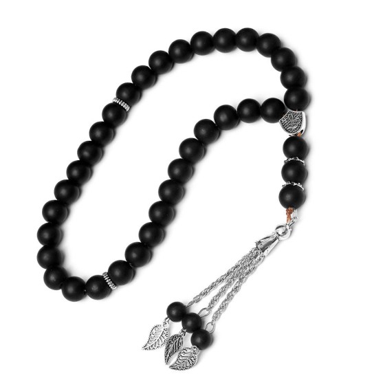 Islamic Prayer Beads Muslim Rosary 10mm Black Frosted Glass 33-Bead Dhikr TASBIH Ramadan Eid Al-Fitr Religious Jewelry