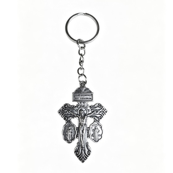 Wholesale Durable Embossed Zinc Alloy Catholic-themed Silver Keychains Event Gifts